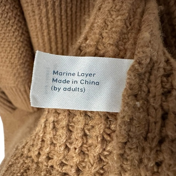 Marine Layer Womens Brooklyn Chunky Knit Cardigan Sweater XS Brown Open Front - Picture 9 of 11